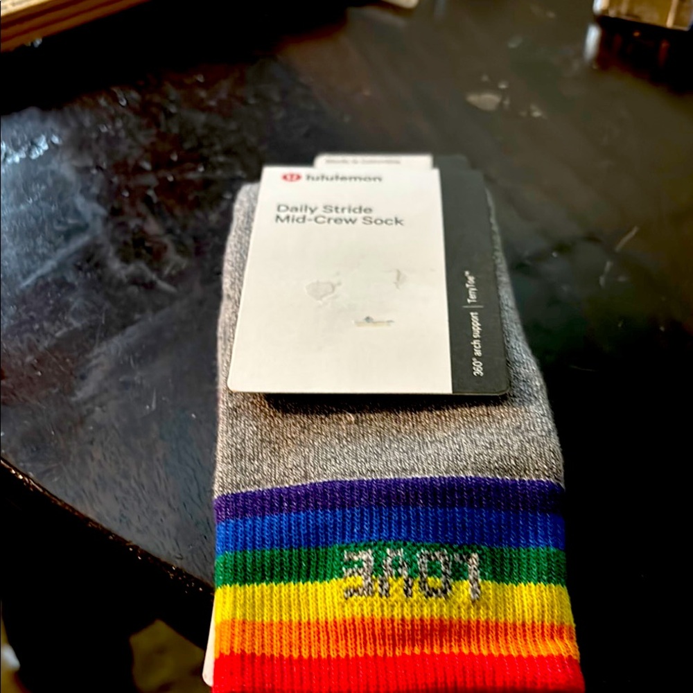 lululemon athletica Gray Socks with Colorful Stripes
